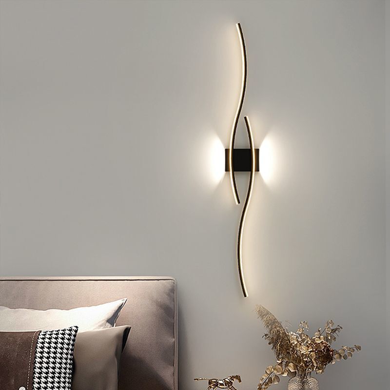 Applique Murale LED Moderne en Métal – 60cm Vague Silhouette (3 Couleurs d'Éclairage)