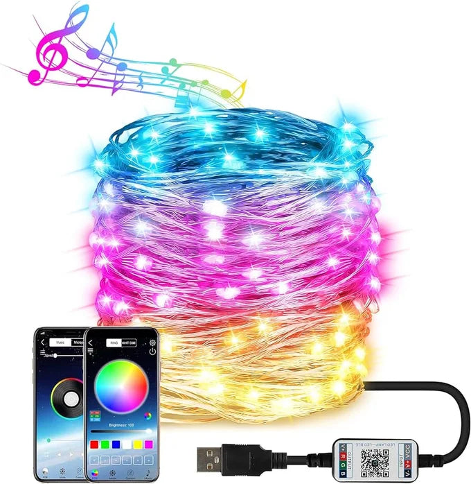 🌈 Guirlande LED RGB 10M – Contrôle Intelligent par Application & Télécommande