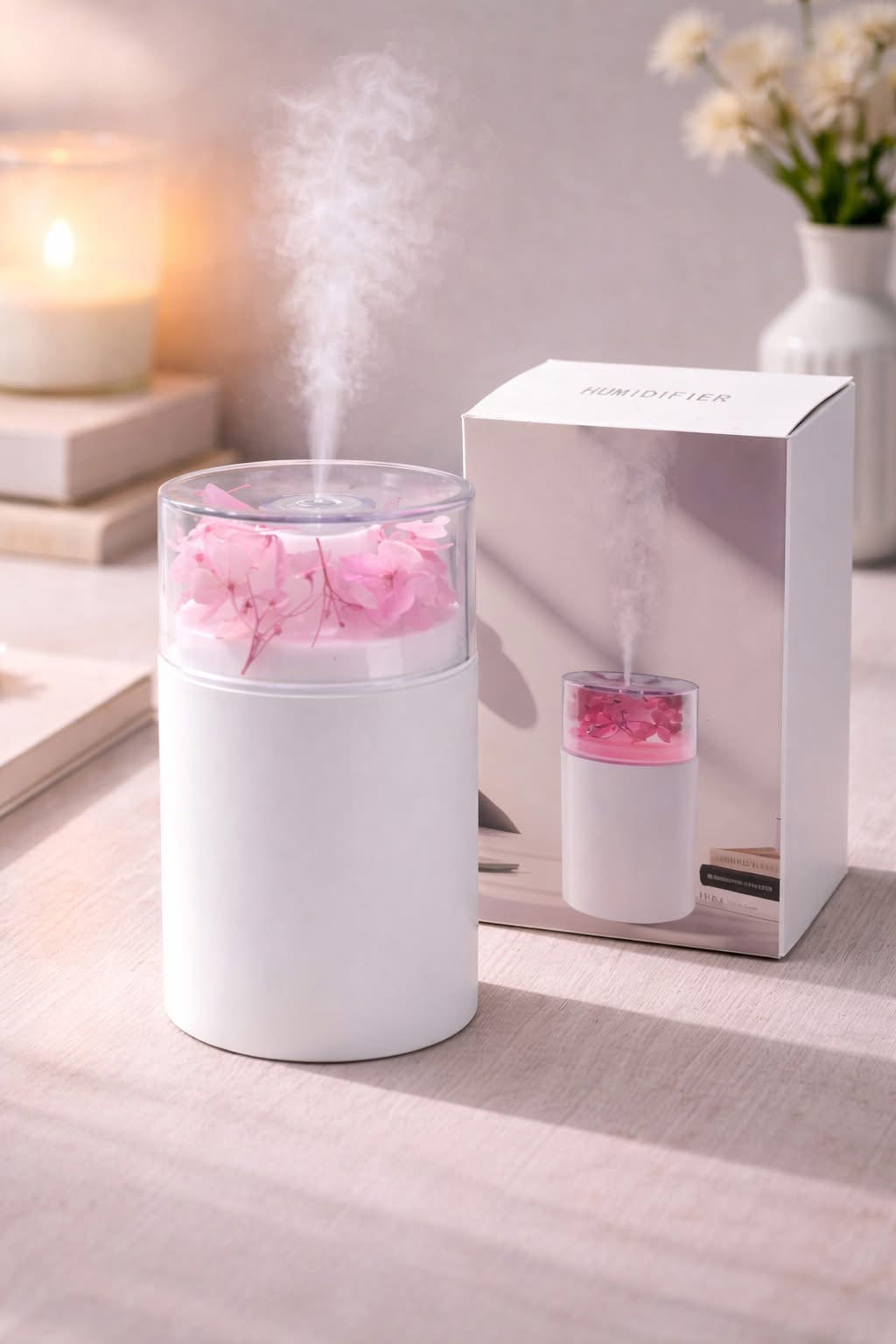 Mini Humidificateur Floral – Douceur & Éclat + HUILE OFFERTE