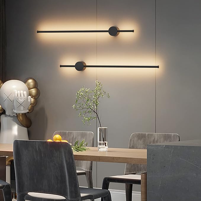 Applique Murale LED Linéaire Minimaliste en Métal – 60cm Style Nordique (3 couleurs d’éclairage)