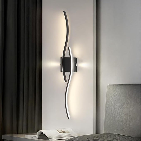 Applique Murale LED Moderne en Métal – 60cm Vague Silhouette (3 Couleurs d'Éclairage)