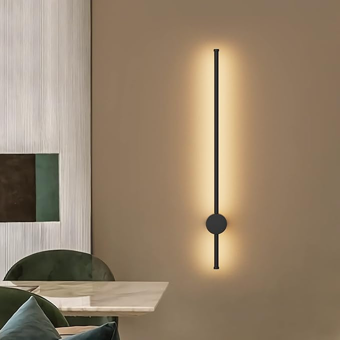 Applique Murale LED Linéaire Minimaliste en Métal – 60cm Style Nordique (3 couleurs d’éclairage)