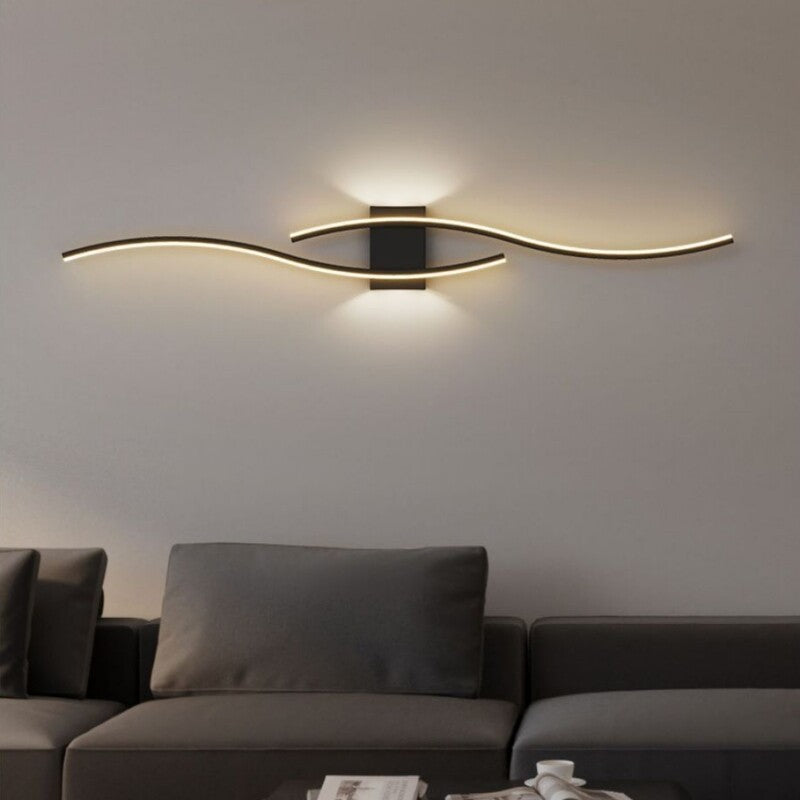 Applique Murale LED Moderne en Métal – 60cm Vague Silhouette (3 Couleurs d'Éclairage)